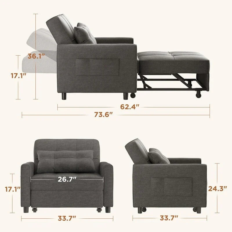 3-in-1 Convertible Sofa Bed, Folding Sofa Chair and Sleeper for Living Room