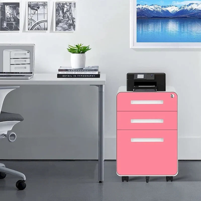 3-Drawer Mobile Vertical Filing Cabinet for Home Office
