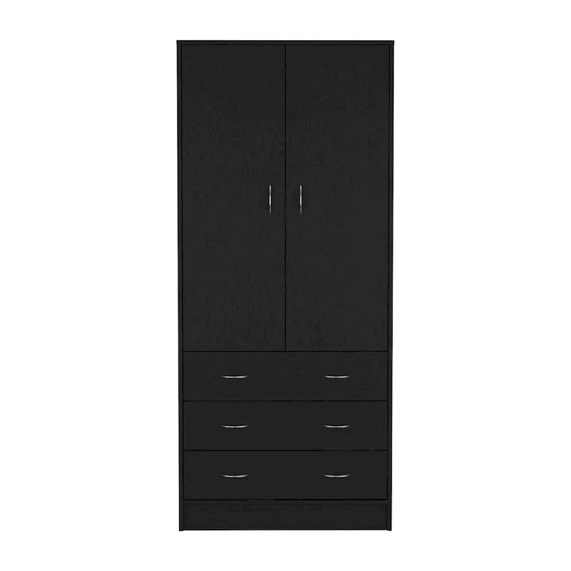 Modern 2-Door Wardrobe with 3 Drawers and 1 Hanging Rail