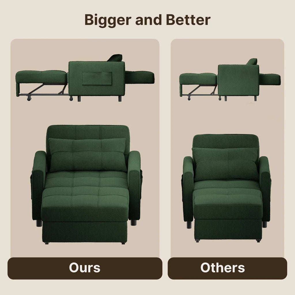 3-in-1 Convertible Sofa Bed, Folding Sofa Chair and Sleeper for Living Room
