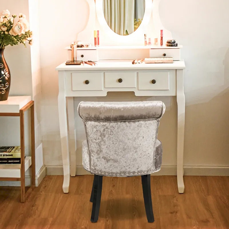 Solid Wood Vanity Stool, 27.5 in. High
