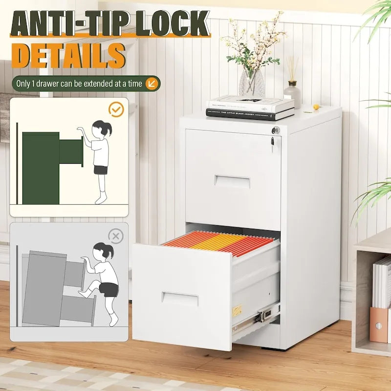 2-Drawer Vertical Locking Filing Cabinet for Home Office