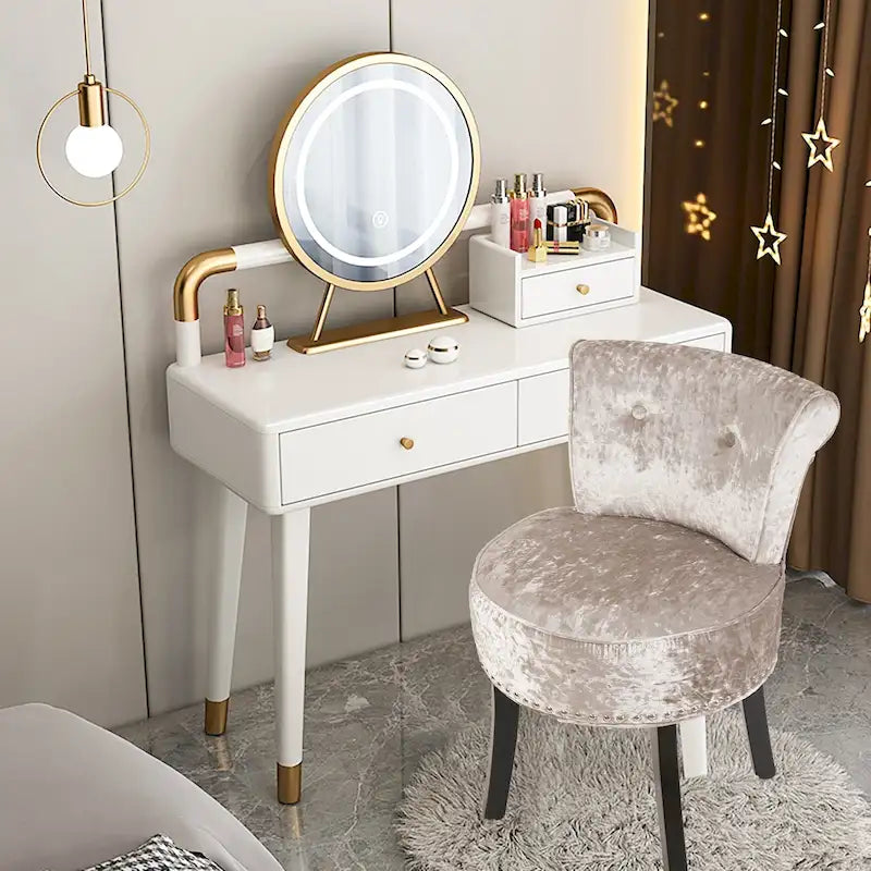 Solid Wood Vanity Stool, 27.5 in. High