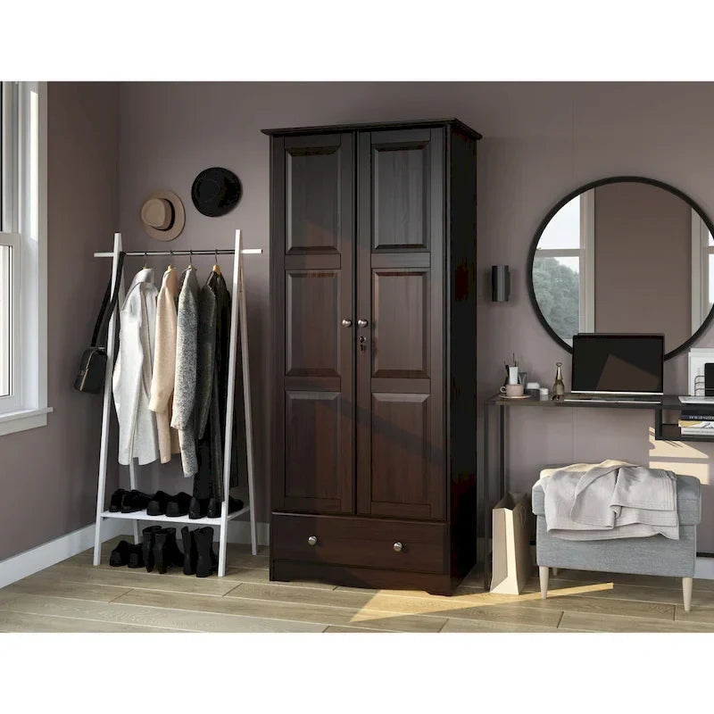 Modular 100% Solid Wood Wardrobe with Metal or Wood Handles