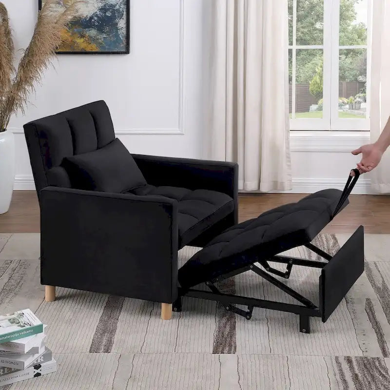 3-in-1 Convertible Chair Bed, Black