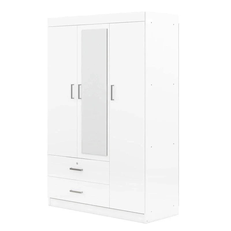 3-Door Wardrobe with Mirrors, Shelves and 2 Drawers