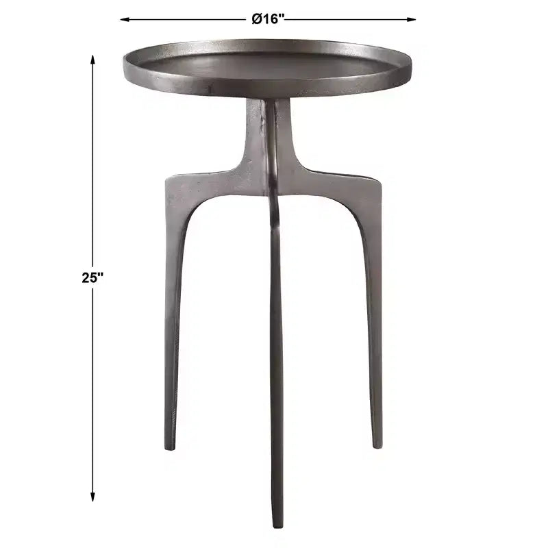16-Inch Wide Textured Nickel Aluminum Side Table