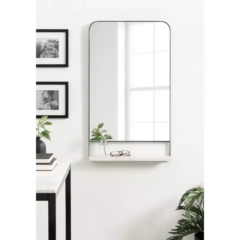 20 x 34 in. Arched Wall Mirror with Shelf