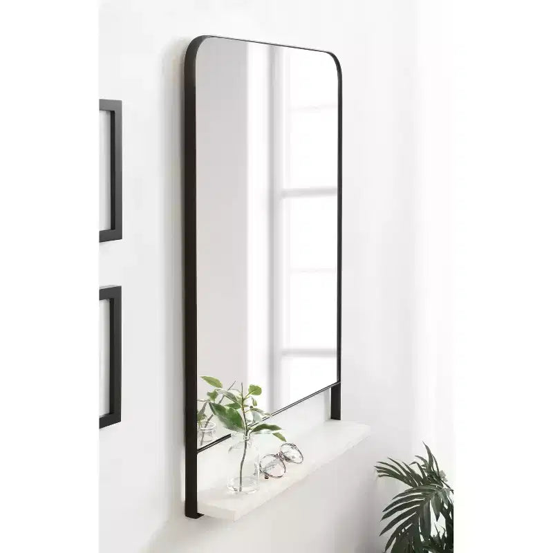 20 x 34 in. Arched Wall Mirror with Shelf