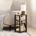 3-Tier Industrial-Style Side Table for Living Room, Office or Bedroom, Amber/Black