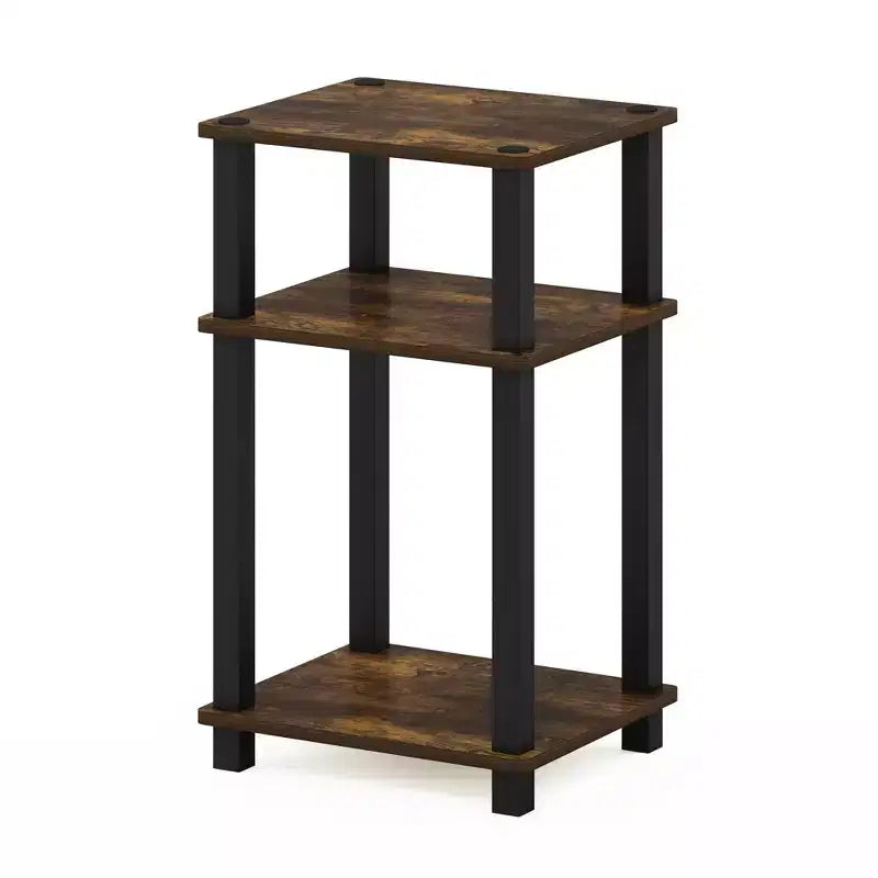 3-Tier Industrial-Style Side Table for Living Room, Office or Bedroom, Amber/Black