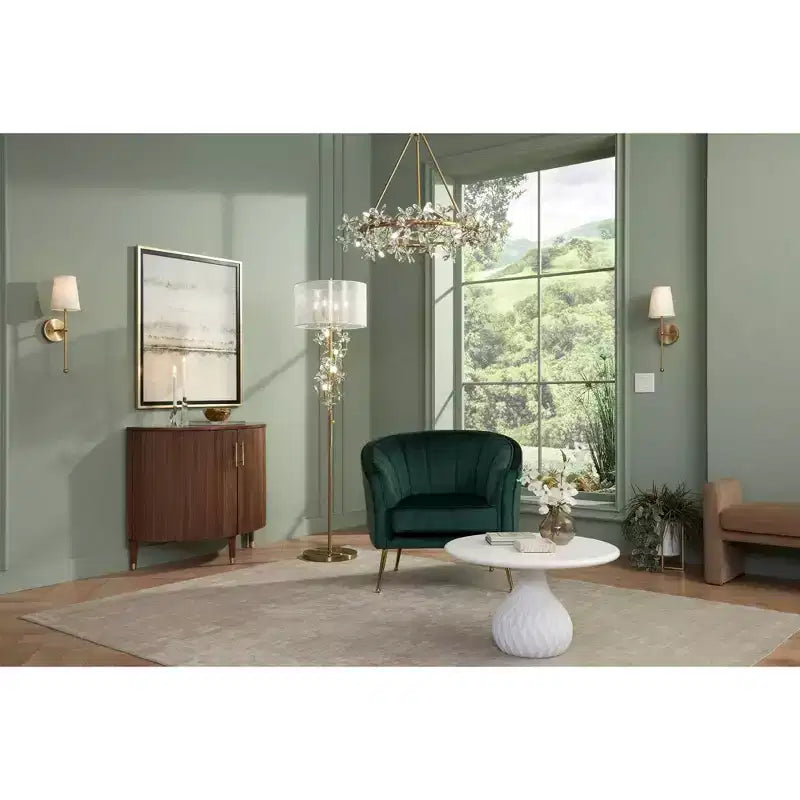 Luxury Gold Side Table, 24.75 in., with Acrylic Top and Glass Base