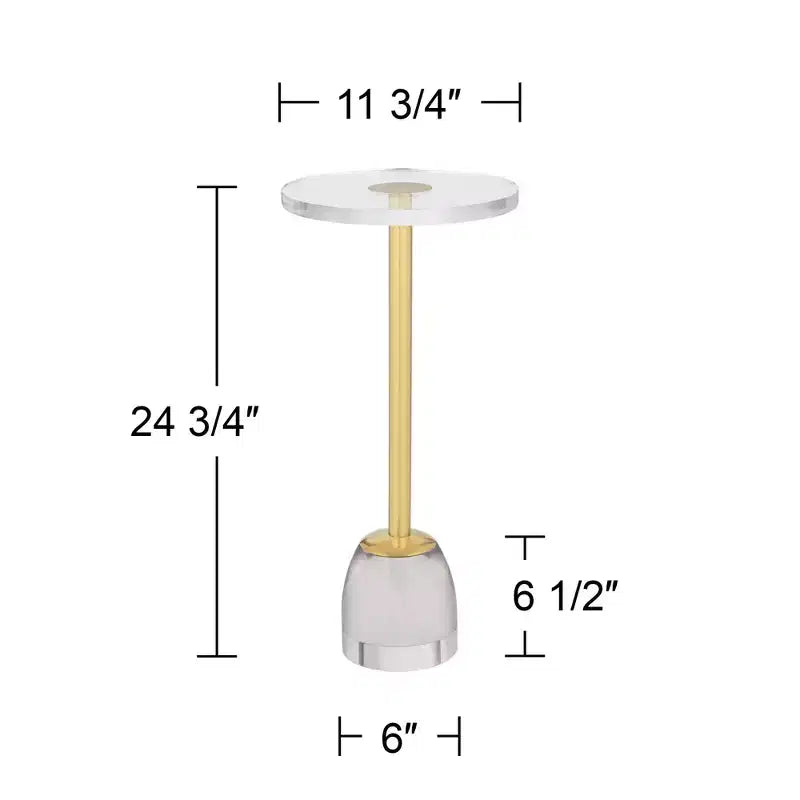 Luxury Gold Side Table, 24.75 in., with Acrylic Top and Glass Base
