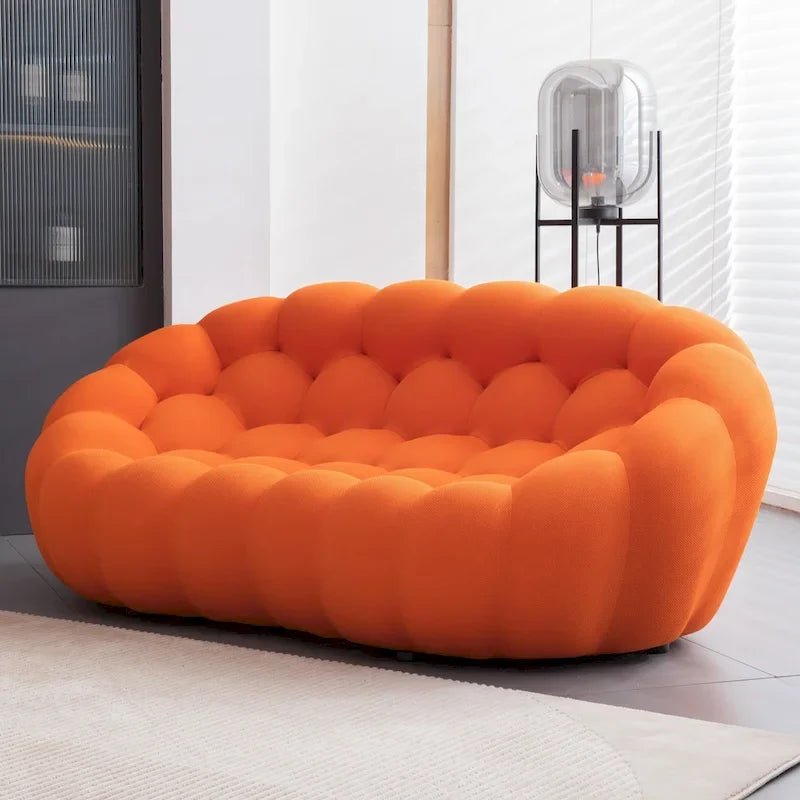 2-Seat Curved Bubble Loveseat with 3D Textured Fabric for Living Room or Apartment
