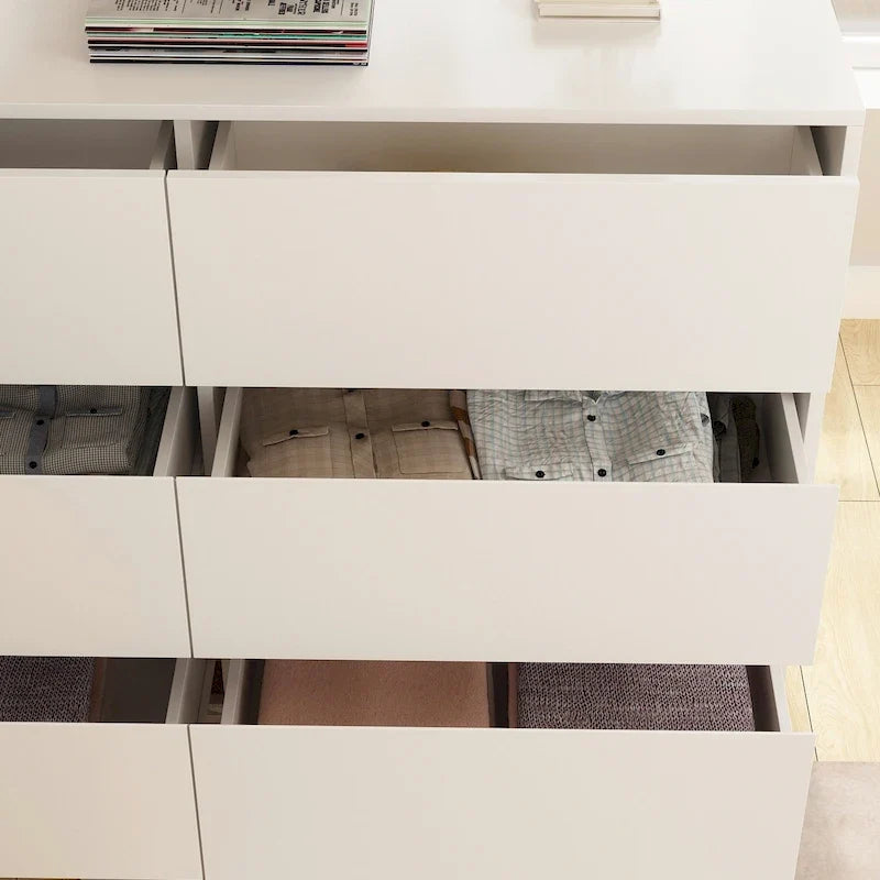 32.7-Inch Swivel Dresser and 6-Drawer Desk/Vanity, White/Black