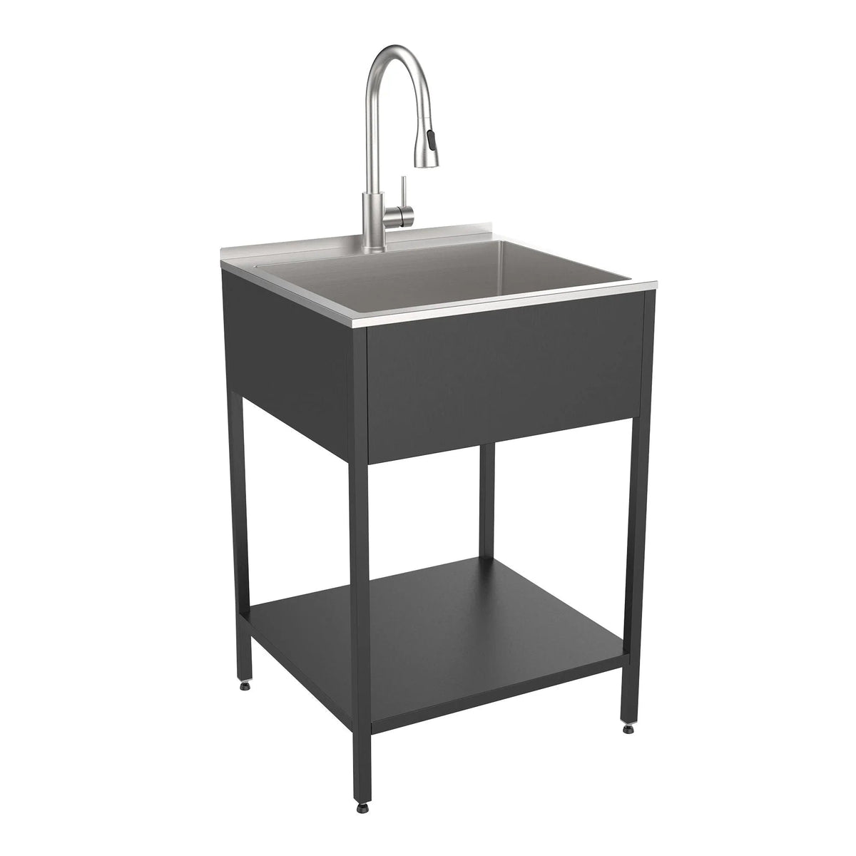 24-Inch Stainless Steel Laundry Utility Sink with Wash Station, 24W x 22D x 35H in.