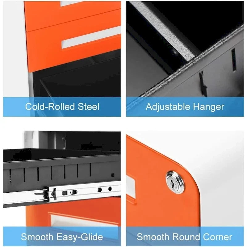 3-Drawer Mobile Vertical Filing Cabinet for Home Office