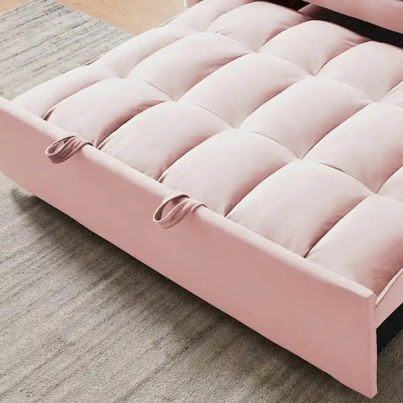 3-in-1 Velvet Convertible Sofa Bed with Trundle and Reclining Backrest
