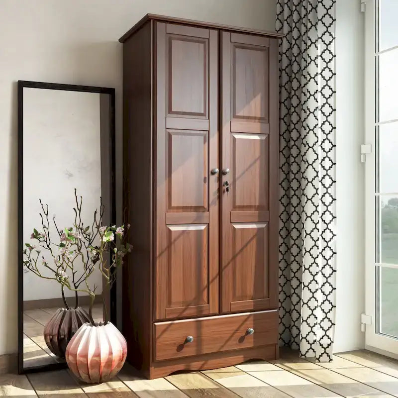 Modular 100% Solid Wood Wardrobe with Metal or Wood Handles