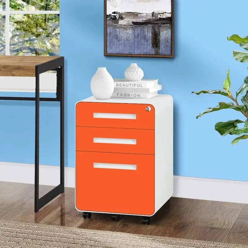 3-Drawer Mobile Vertical Filing Cabinet for Home Office