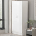 Freestanding 2-Door Bedroom Wardrobe with Clothes Rail