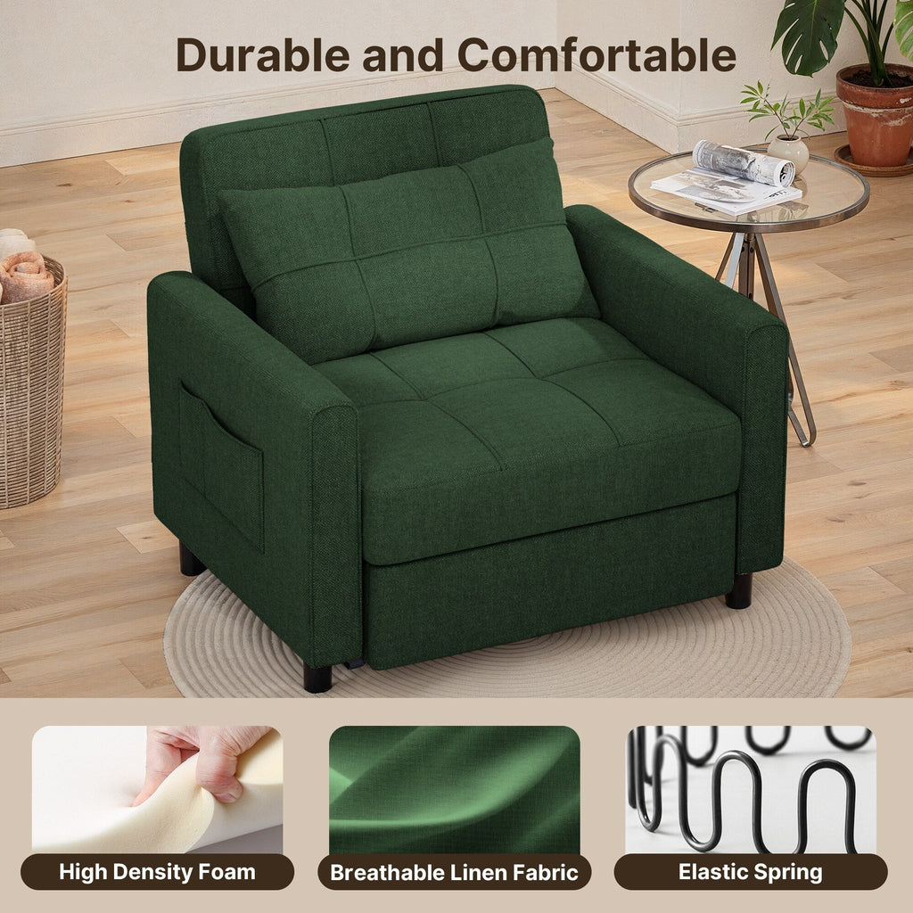 3-in-1 Convertible Sofa Bed, Folding Sofa Chair and Sleeper for Living Room