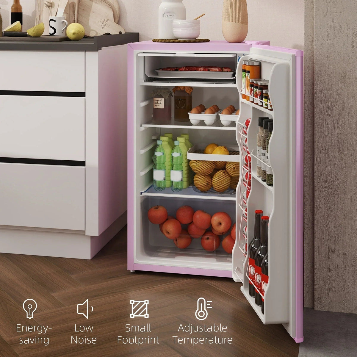 3.2 cu. ft. Compact Mini Fridge with Freezer and Adjustable Thermostat