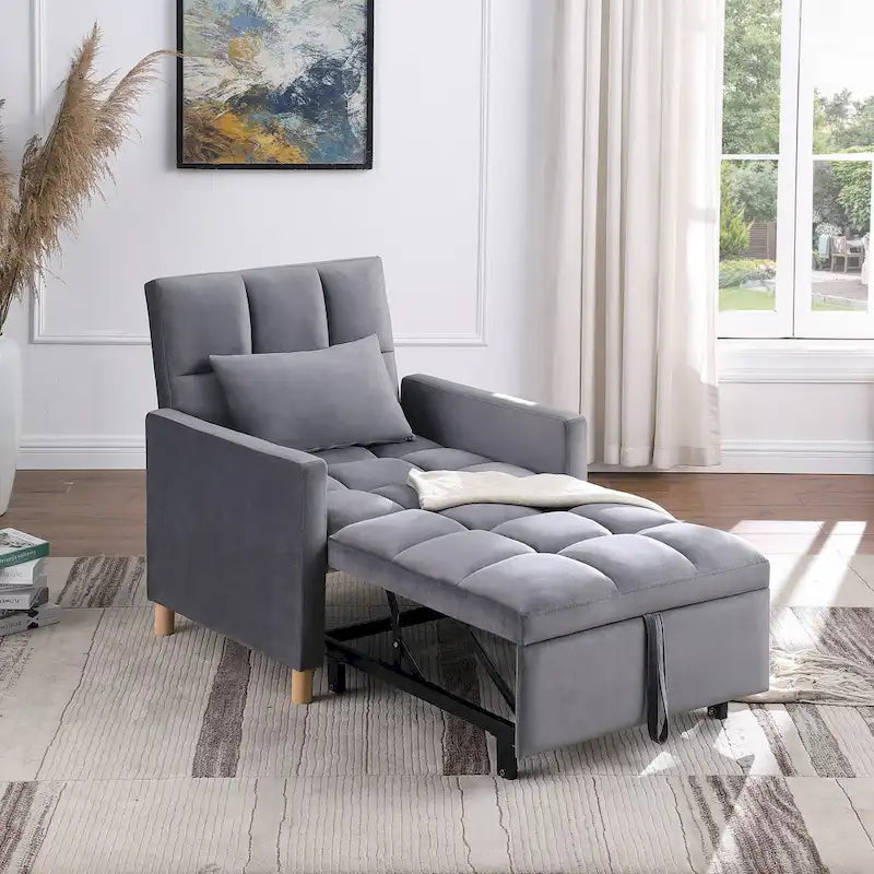 3-in-1 Convertible Chair Bed, Black