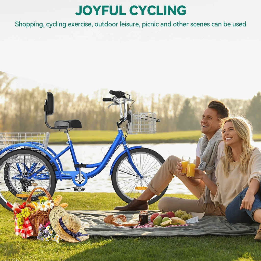 Adult 3-Wheel Tricycle with 7 Speeds