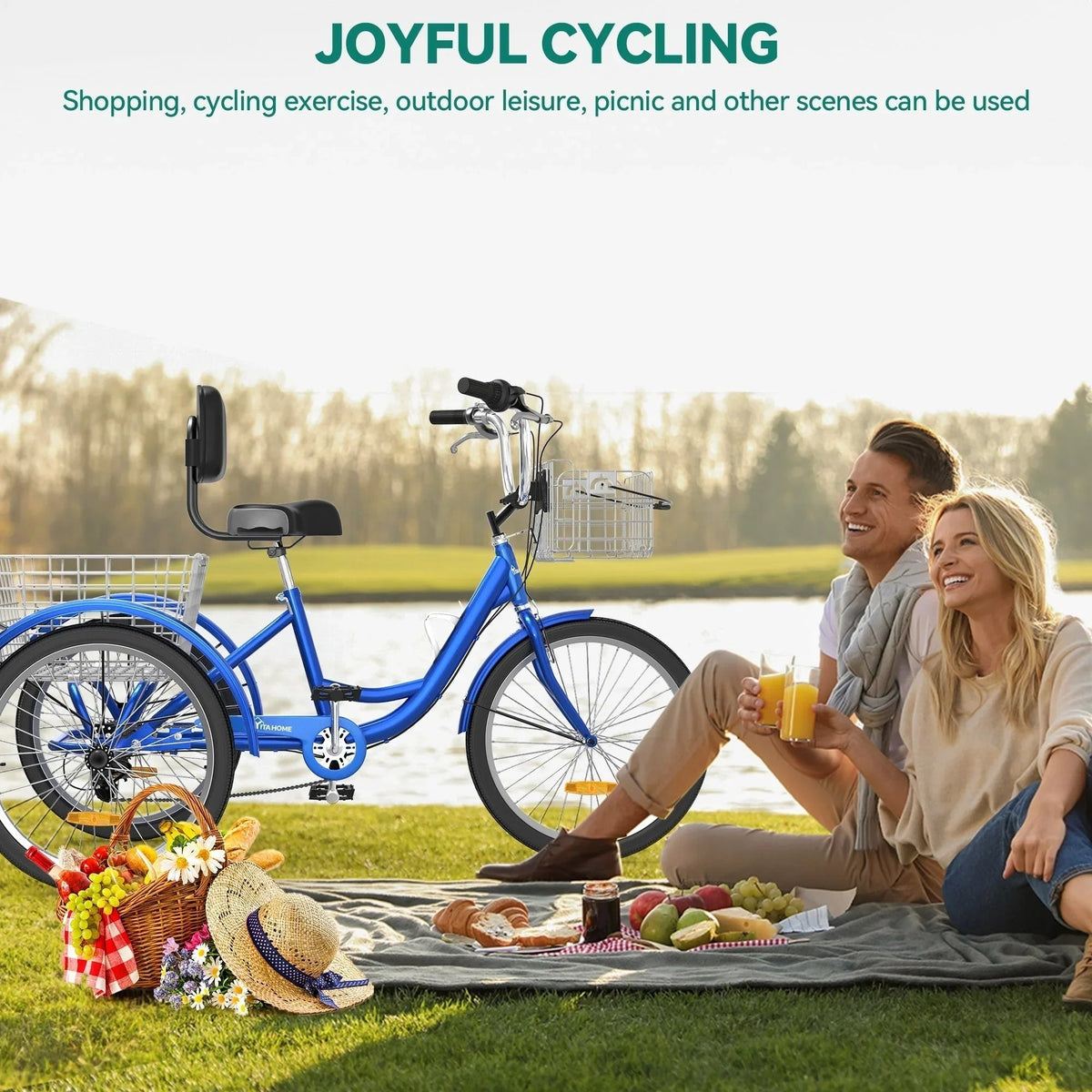 Adult 3-Wheel Tricycle with 7 Speeds