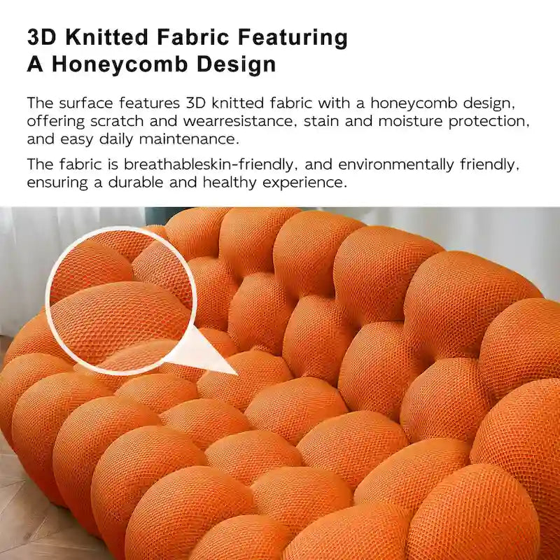 2-Seat Curved Bubble Loveseat with 3D Textured Fabric for Living Room or Apartment