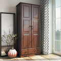 Modular 100% Solid Wood Wardrobe with Metal or Wood Handles
