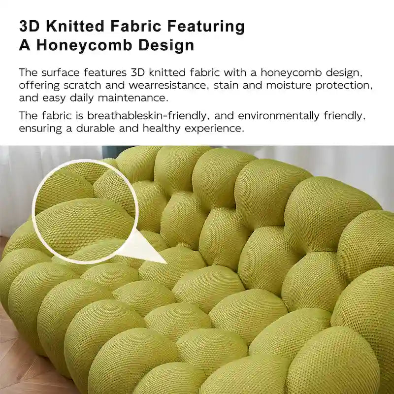 2-Seat Curved Bubble Loveseat with 3D Textured Fabric for Living Room or Apartment