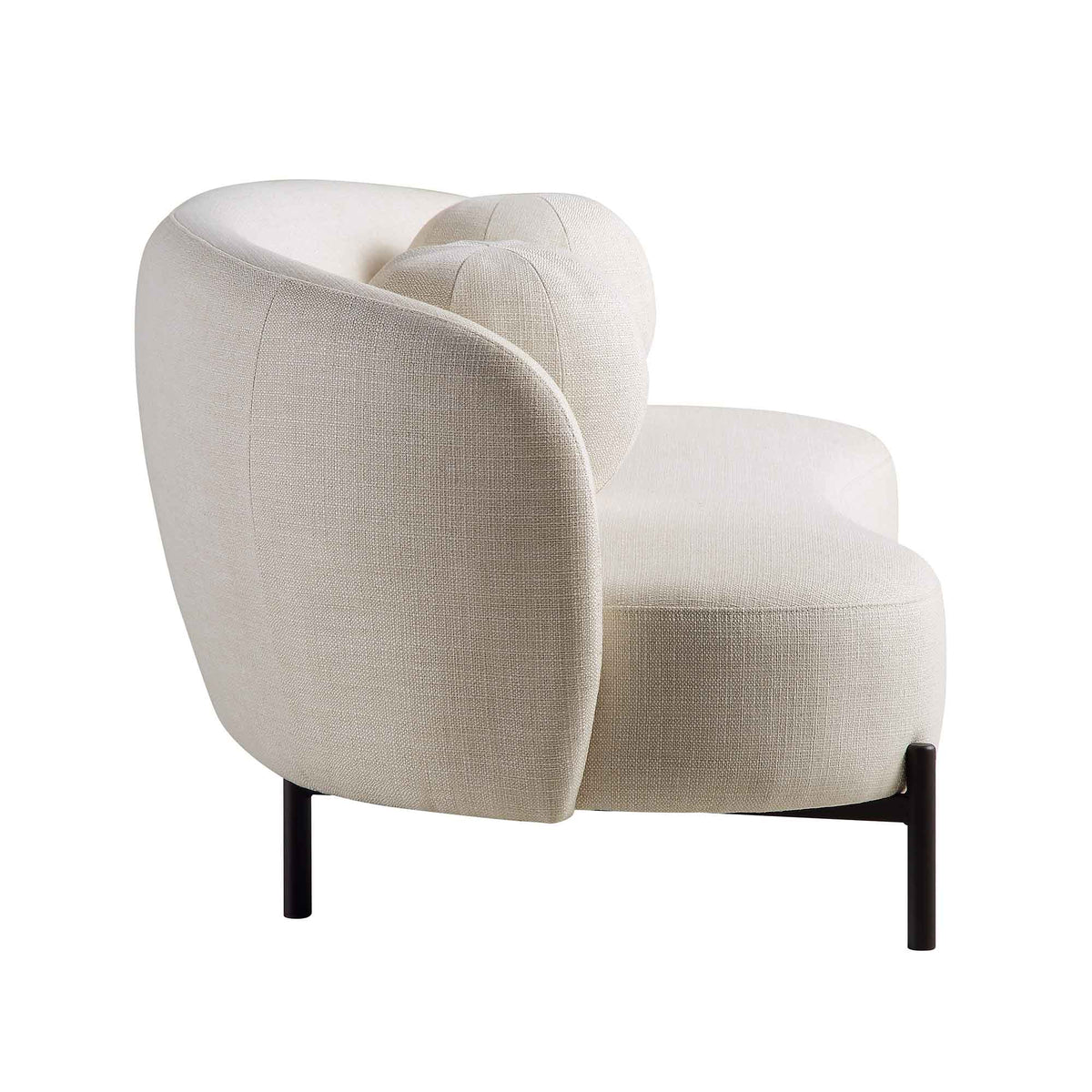 3-Seat Curved Sofa with Ball Cushions, Beige Linen Blend