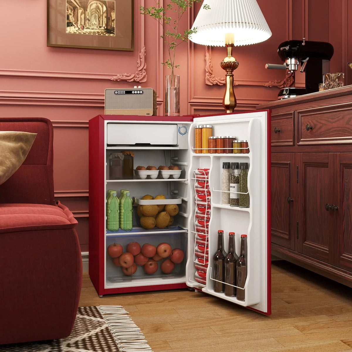 3.2 cu. ft. Compact Mini Fridge with Freezer and Adjustable Thermostat