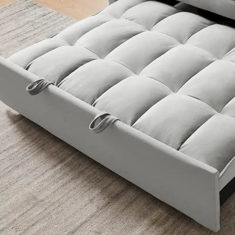 3-in-1 Velvet Convertible Sofa Bed with Trundle and Reclining Backrest