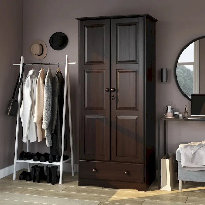 Modular 100% Solid Wood Wardrobe with Metal or Wood Handles