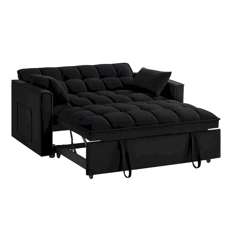 4-in-1 Upholstered Sofa Bed with Armrests, Storage Pockets and Adjustable Backrest
