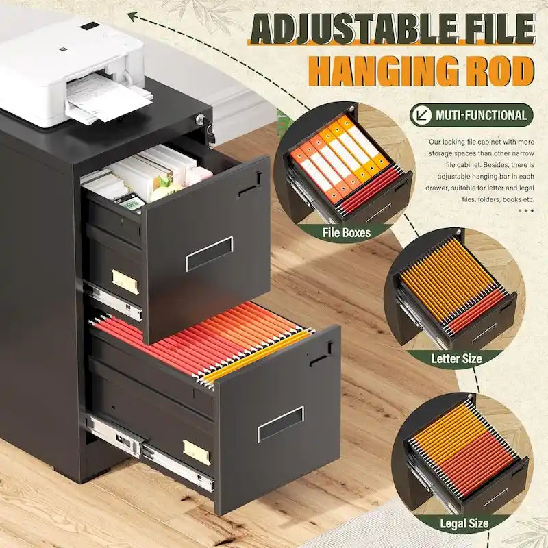 2-Drawer Vertical Locking Filing Cabinet for Home Office