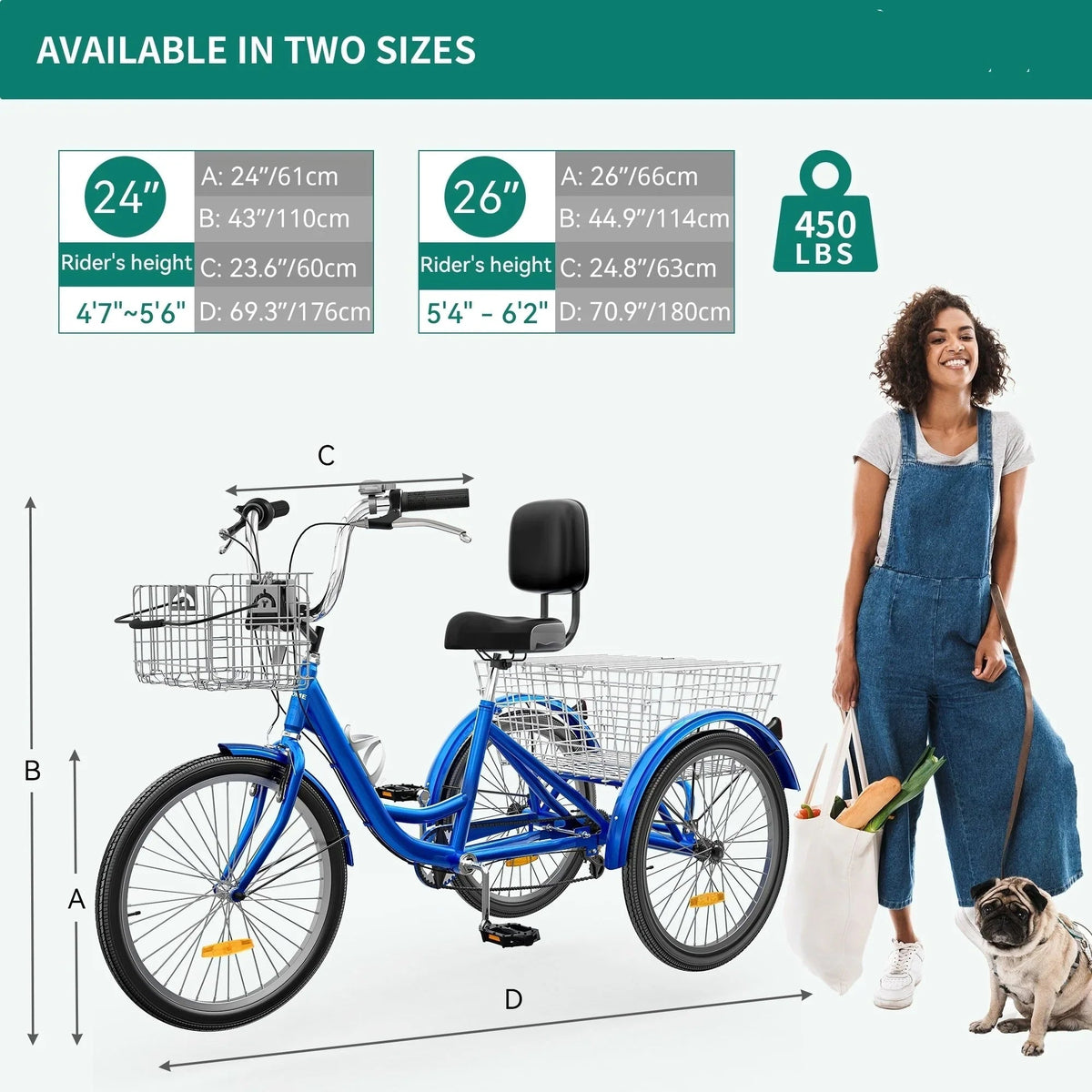 Adult 3-Wheel Tricycle with 7 Speeds