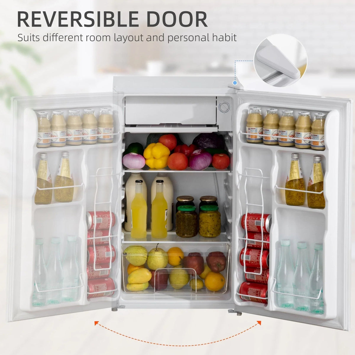 3.2 cu. ft. Compact Mini Fridge with Freezer and Adjustable Thermostat