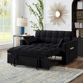 4-in-1 Convertible Velvet Loveseat Sleeper with Reclining Backrest and 2 Side Pockets