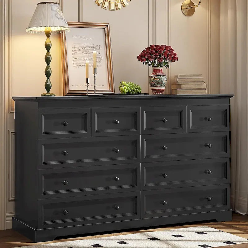 10-Drawer Dresser, Large Wooden Chest of Drawers
