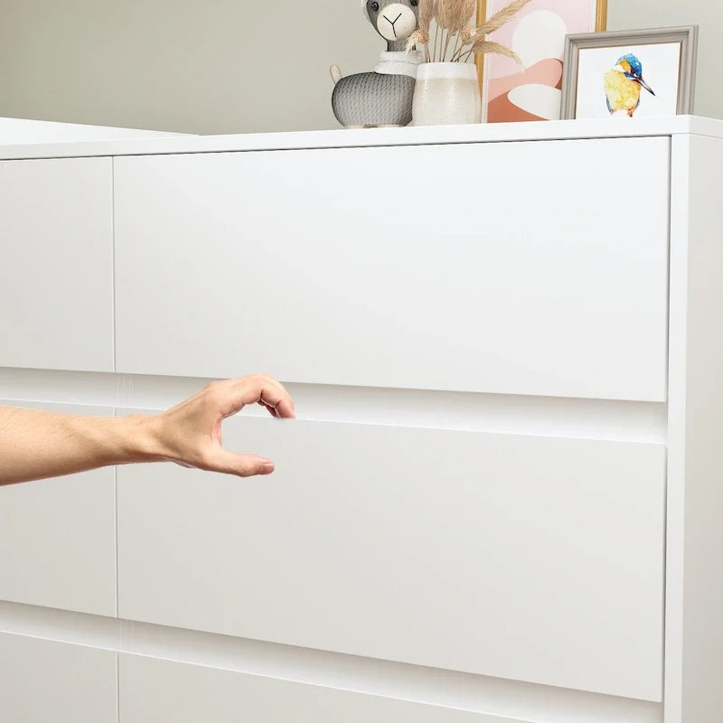 32.7-Inch Swivel Dresser and 6-Drawer Desk/Vanity, White/Black