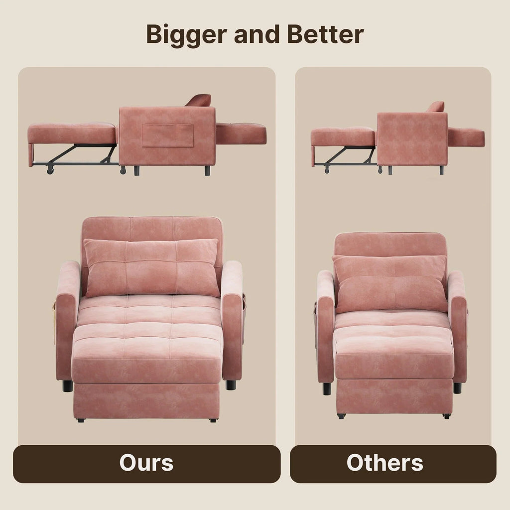 3-in-1 Convertible Sofa Bed, Folding Sofa Chair and Sleeper for Living Room