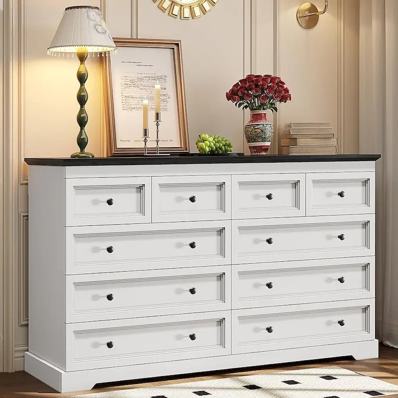10-Drawer Dresser, Large Wooden Chest of Drawers