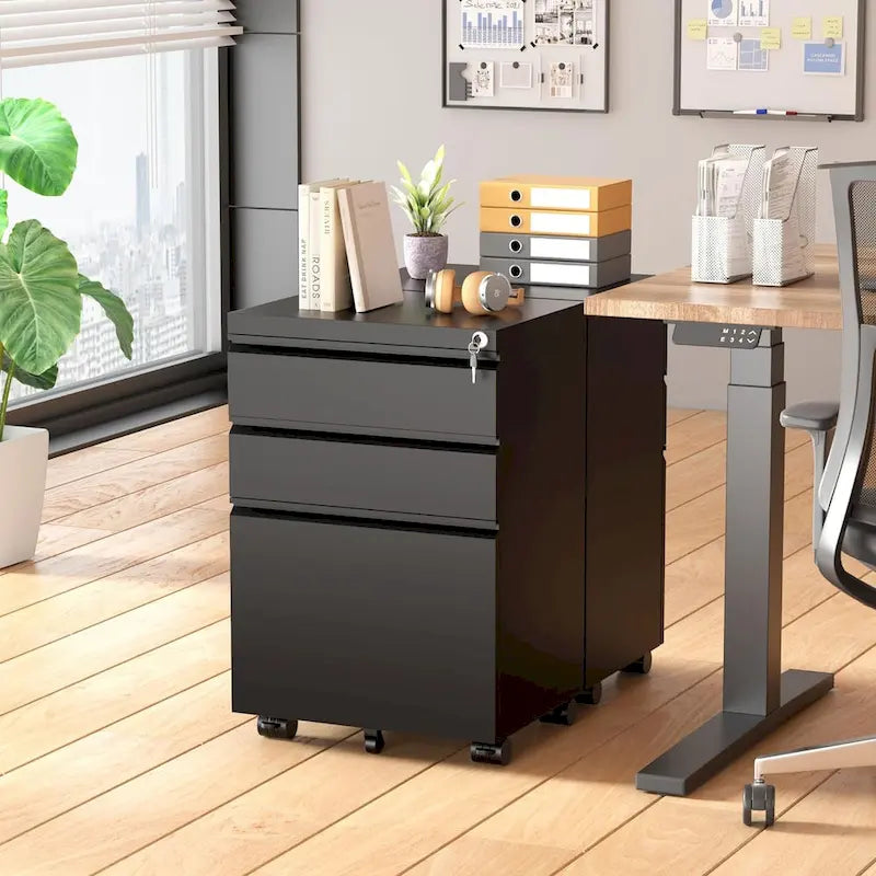3-Drawer Mobile Vertical Filing Cabinet for Home Office