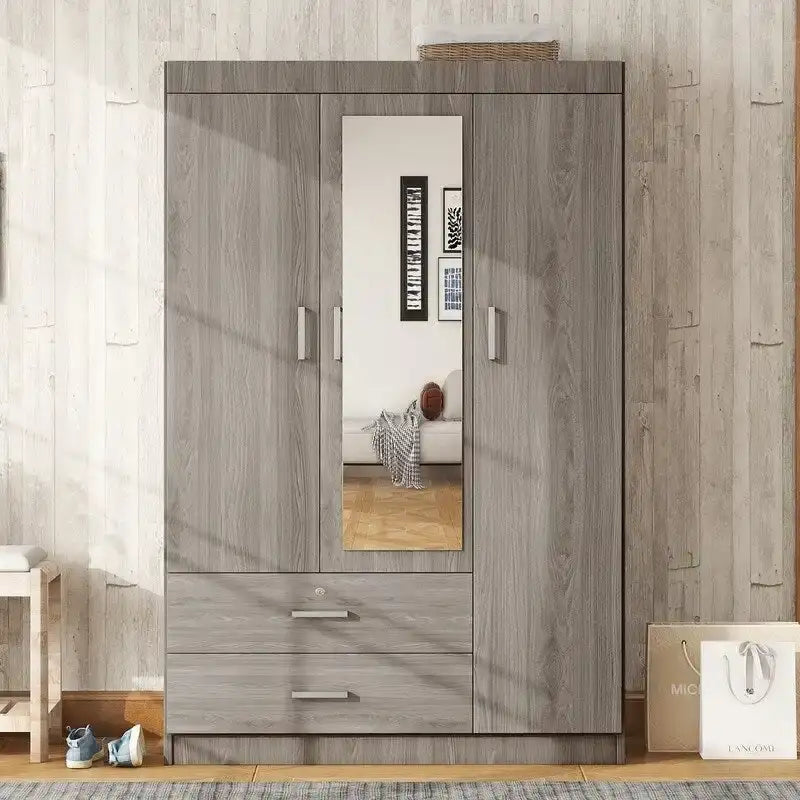 3-Door Wardrobe with Mirrors, Shelves and 2 Drawers