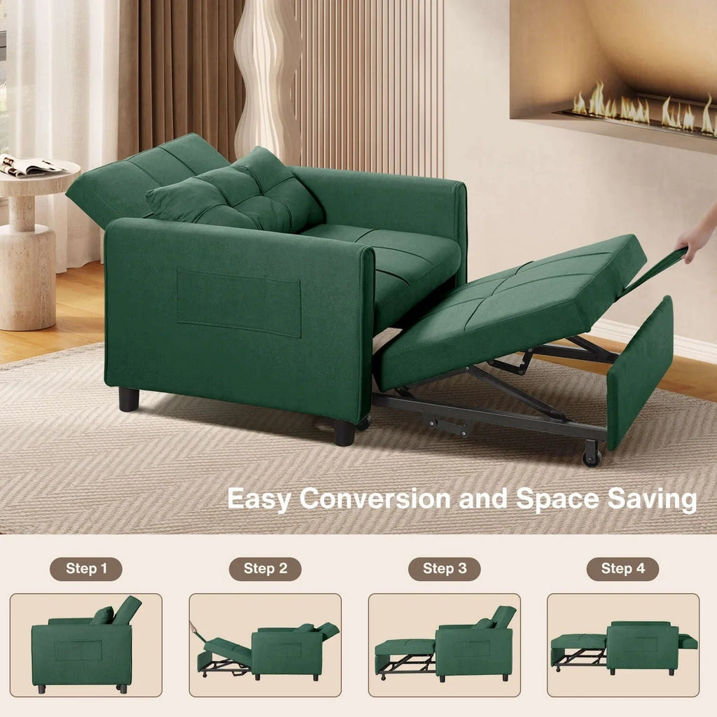 3-in-1 Convertible Sofa Bed, Folding Sofa Chair and Sleeper for Living Room