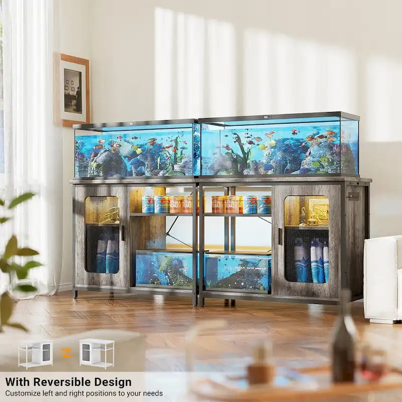 75–110 L Aquarium Cabinet with Power Outlets and LED Lighting